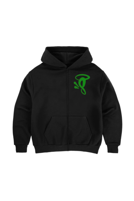 black zip up hoodie