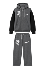 Syna World x Nike Solo Swoosh fleece tracksuit in dark grey heather and black split-tone design